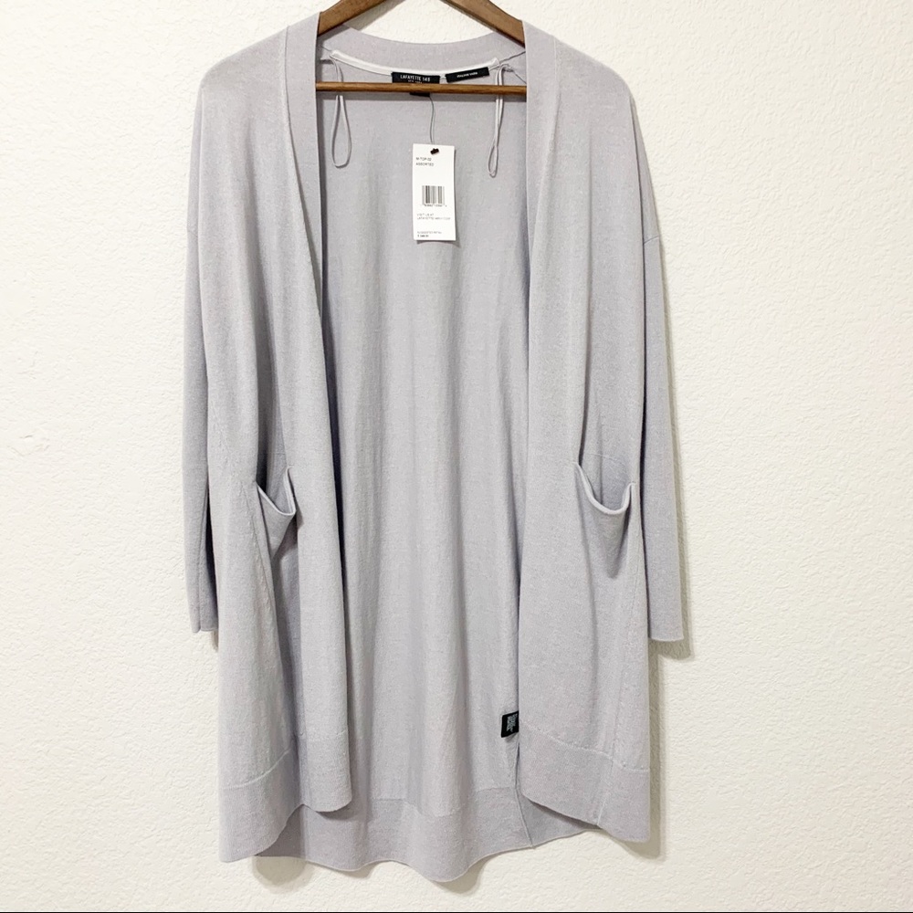 Lafayette 148 Long Cashmere & Silk Cardigan